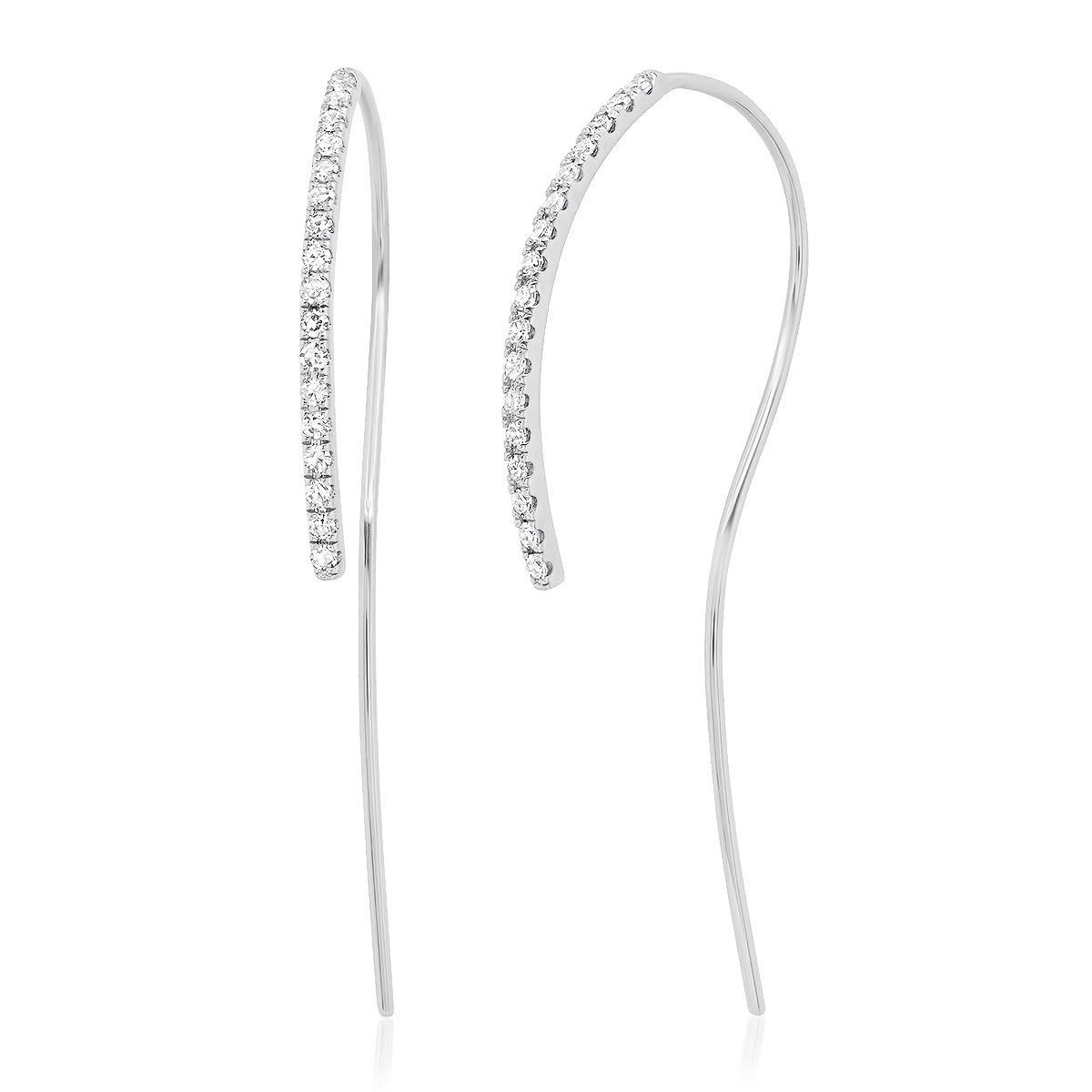 14K White Gold Diamond Hook Earrings